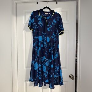 Ted Baker Navy Dress with Blue Floral Accents
